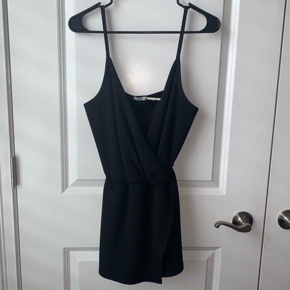 UO Kimchi Blue Drapey Black Surplice Romper - Picture 2 of 4
